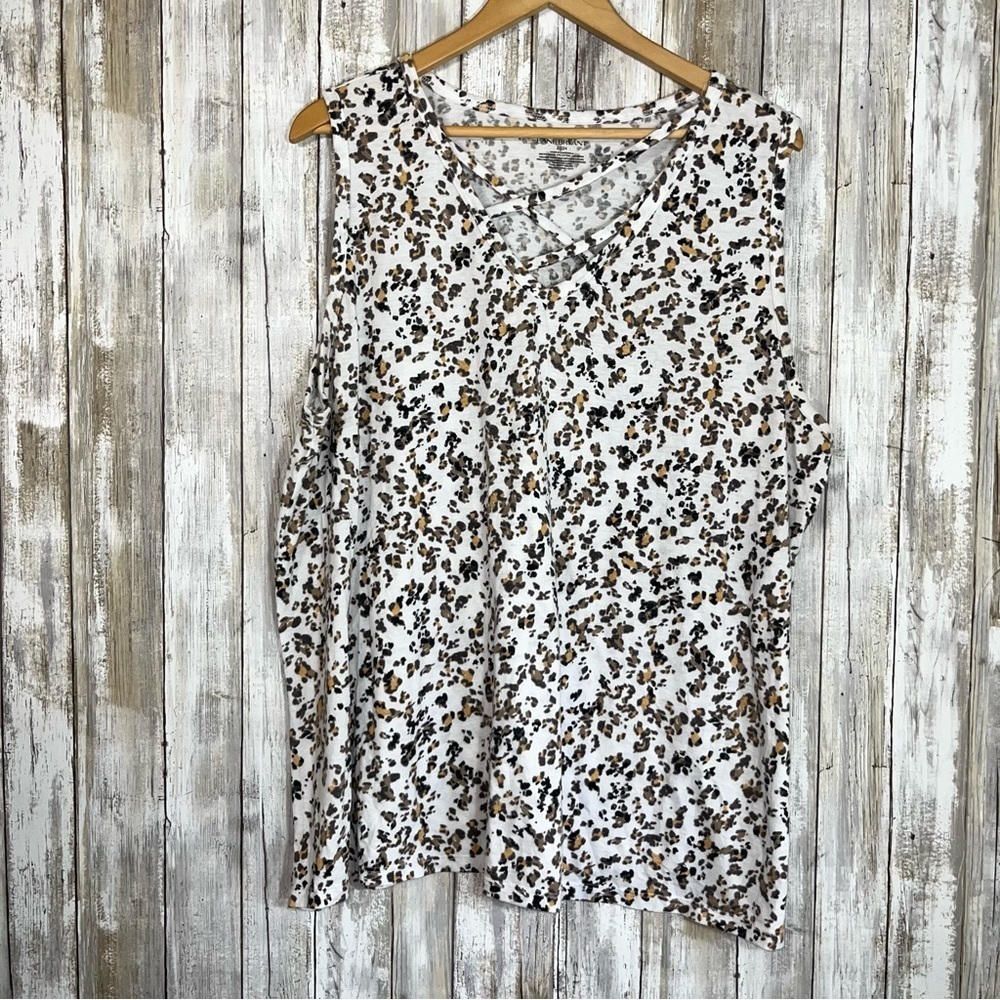 Lane Bryant Leopard Print Criss Cross Neck Tank Top Size 22/24 Plus Sleeveless